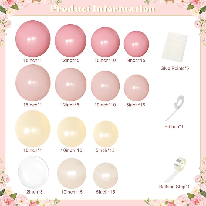 Pink and Yellow Balloon Arch Kit Pastel Yellow Balloons | 126Pcs Light Pink - Image 7
