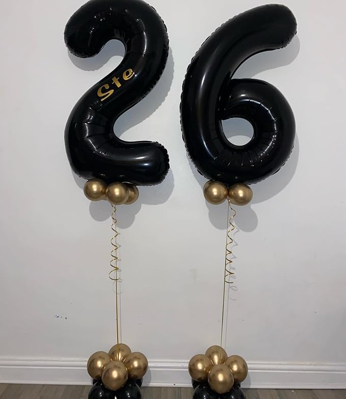 40 Inch Black 26 Number Balloons Giant 26 or 62 Balloons Black Birthday - Image 3