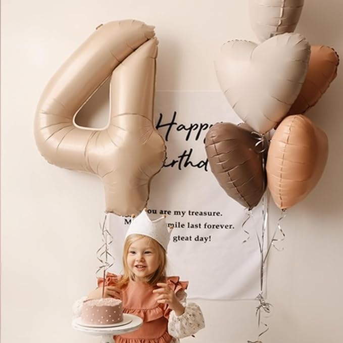 Retro Apricot Heart Balloons, 18inch Sand White Love Foil Balloons - Image 4