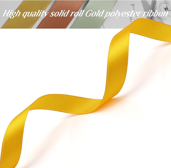 Nsilu 1/2 inch Gold Ribbon for Gift Wrapping 50 Yards Perfect Wedding Party - Image 3