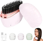 Mini Straightener, New Cordless Rechargeable Portable Hair Straightener Brush, 3-Speed Temperature Control, Anti-Scald Shell, Lightweight & Portable Travel (Pink)