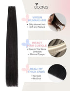 DOORES Invisible Tape in Hair Extensions Real Human Hair Invisi Edge, Jet Black 10pcs Injection Tape-ins 25g 18 Inch, Virgin Human Natural Injected Tape in Extensions Straight