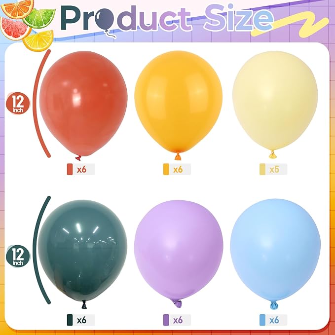 Boho Rainbow Balloon, Colorful Balloons Retro Dusty Baby Orange Blue Dark Light - Image 2