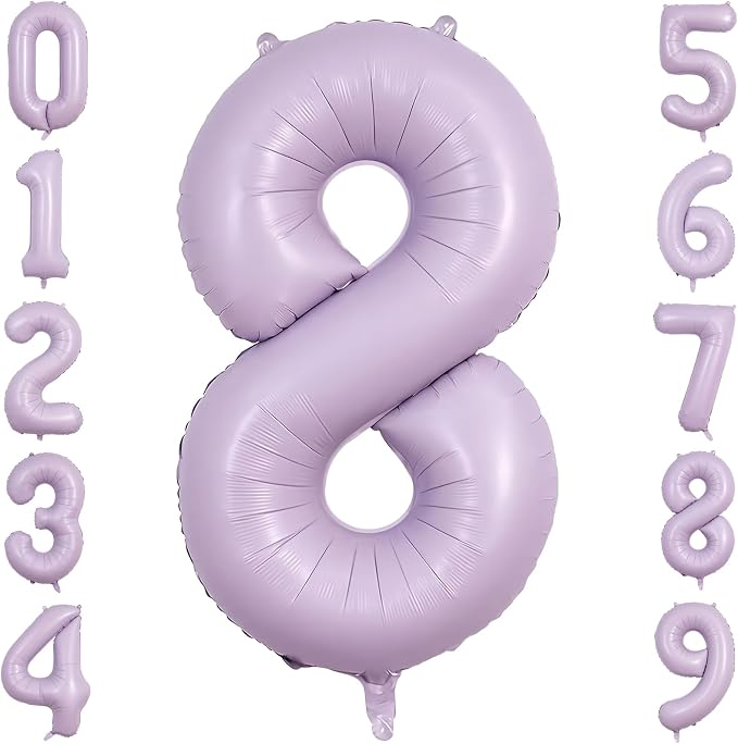 40" Pastel Purple Foil Number 8 Balloon by TNCDJKPA