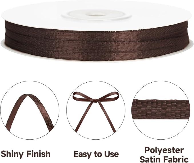 KINGLAKE Brown Satin Ribbon - Image 3
