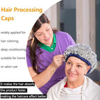 TCOTBE 2 pieces conditioning caps made of aluminum foil, thickened shower caps for hot oil treatment, reusable hair processing caps for home and salon use, hair dyeing and hot oil treatment tools