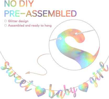 BEISHIDA Pre-Strung Iridescent Girl Baby Banner Baby Shower Decor | NO DIY - Image 2