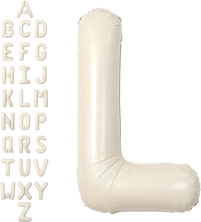 SUWEN 40 Inch Cream Large L Letter Balloons Big Foil Helium A-Z | Jumbo Mylar by SUWEN