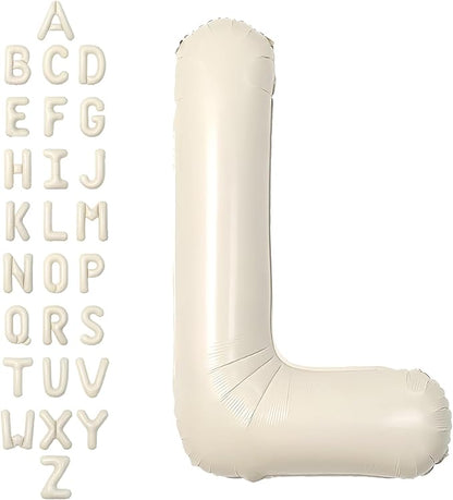 SUWEN 40 Inch Cream Large L Letter Balloons Big Foil Helium A-Z | Jumbo Mylar by SUWEN