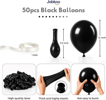 Jobkoo Black Balloons 12 Inch - Image 2