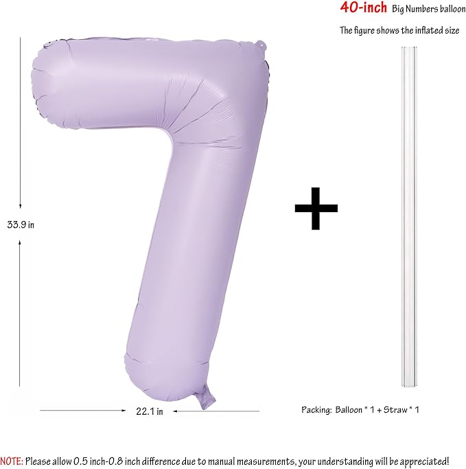 40 In Matte Purple Number Balloons Helium Foil Mylar Balloon Digital 7 | Perfect - Image 2