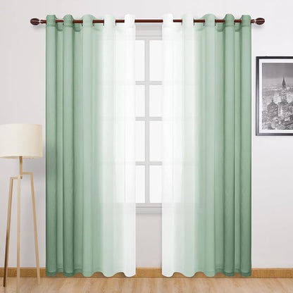 DWCN Ombre Faux Linen Sheer Curtains by DWCN