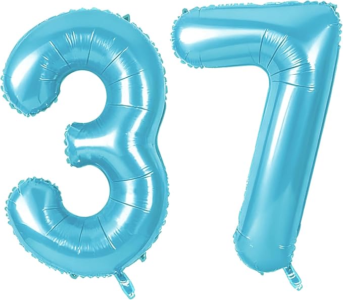 Number 37 Balloons for 37th Birthday Party Decorations, 0-100 Large No.37 by Joycard