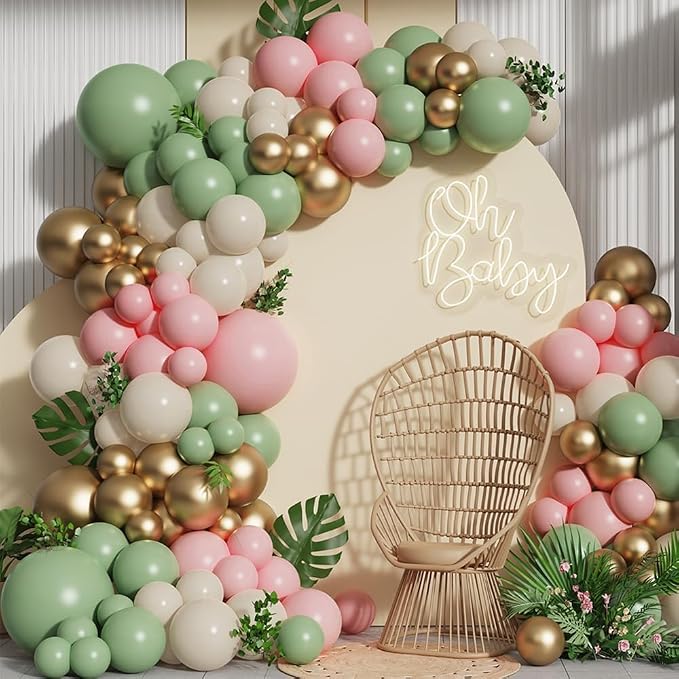Pink and Green Balloon Arch Garland Kit by GIHOO