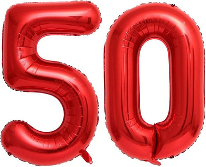 40 Inch Red Number 50 Balloons Giant 50 Balloons Red Birthday 50 Balloons 50 by LHOAVWE