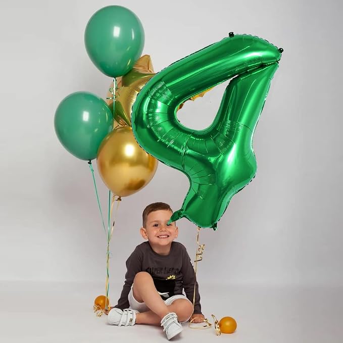 TONIFUL 40 Inch Dark Green Number 4 Balloons Large Foil 4th Birthday Decor | - Image 6