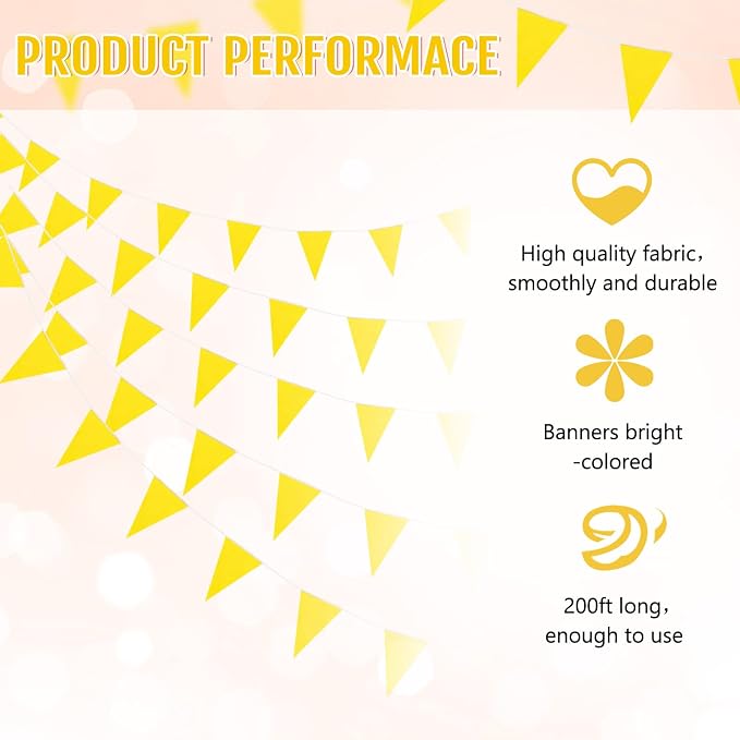 Tatuo 200 Feet Solid Pennant Banners Flags String Triangle Hanging DIY Bunting - Image 3