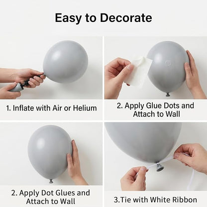 50pcs 12 Inch Matte Gray Latex Balloons | Grey Balloons - Image 3