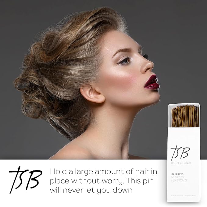 TSB Fura No.1 Professional Bronze Jumbo Hair Pins Set of 30-3.25 inches, 3x Retention, Vintage Style - Ideal for Weddings & Fashion Events - Comfortable, Non-Slip & Strong Hold