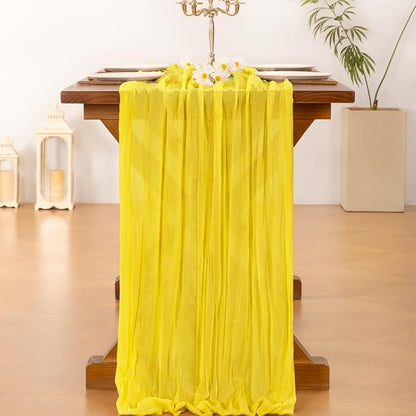 Cheesecloth Table Runner Summer Boho Wedding Birthday Party Home Decor | Yellow - Image 4