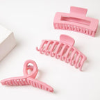 Dorable Pink Claw Clips for Women - Strong Holding Polycarbonate Hair Clips, Rose Nonslip Jaw for Fine and Thin Hair, 3 Counts Fushia