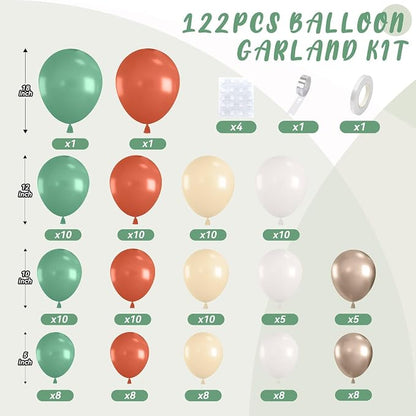 Fall Balloon Garland Arch Kit, Burnt Orange Sage Green White Nude Metallic Gold - Image 2