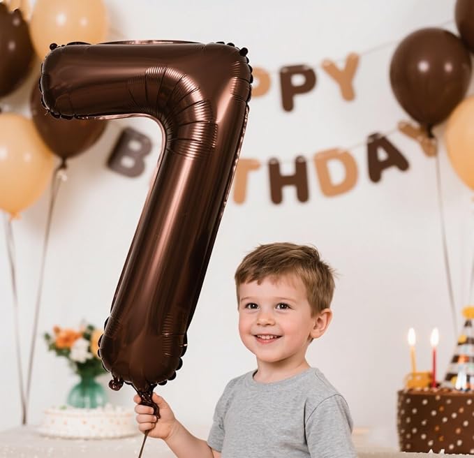 Number Balloons 7 Balloon Brown - Image 4