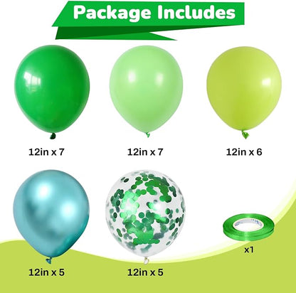 Green Balloons Different Shades Dark Emerald Hunter Forest Lime Metallic Green - Image 2