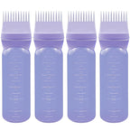 ELANE 4 Pcs Root Comb Applicator Bottle 6oz,Hair Oil Applicator Bottle for Hair,Oil Comb Applicator Hair Bottle Applicator for Hair Dye Shampoos Hair Salons Camping Traveling(Purple)