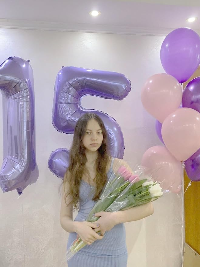 Lilac Number 5 Balloon 40 inch, Lavender Birthday Party Balloons Decorations | - Image 4