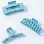 Light blue Large Hair Claw Clips for Thick/Fine/Thin Hair,Strong holding teeth interlocking sky blue Women Jaw Clips for Hair 3 Count In set