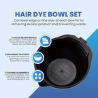 Hair Dye Bowl Set - 3 Black Hair Color Mixing Bowls with Measurements, Pour Spout, Handle & Combed Edge - Reusable Salon Hair Coloring Bowls for Professional or Home Use