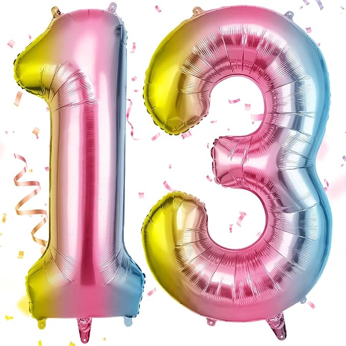 OFFCUP Helium Balloons, 40 Inches Number Balloons 13, Foil Balloons Birthday by OFFCUP
