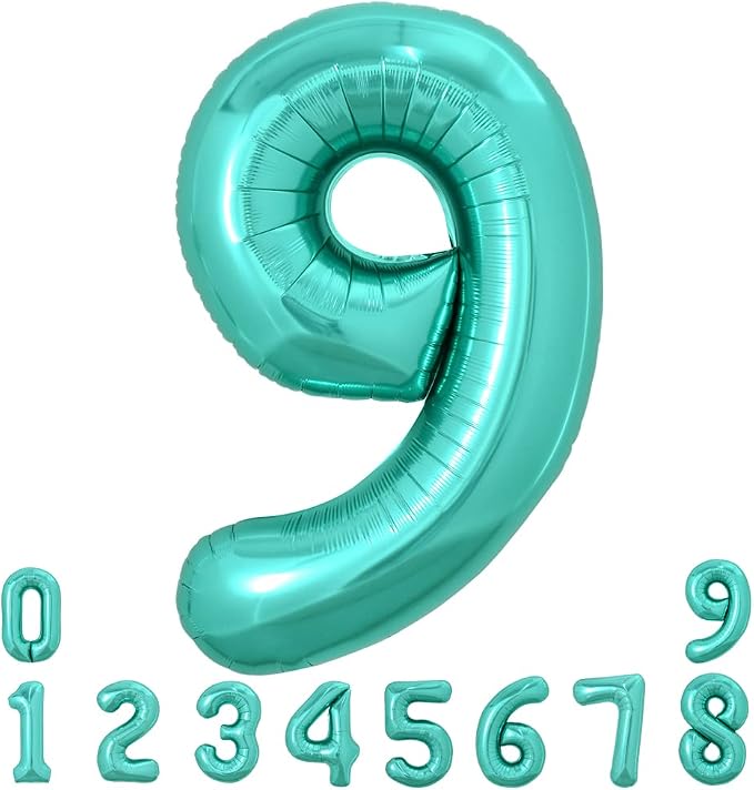 TONIFUL 40 Inch Large Teal Blue Number Balloons, Giant Jumbo Helium Foil Mylar by TONIFUL