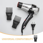 3pcs Hair Dryer Concentrator Attachment - Salon Plastic Blow Dryer Comb Nozzle Replacement - Black Hair Styling Blower Comb Nozzle