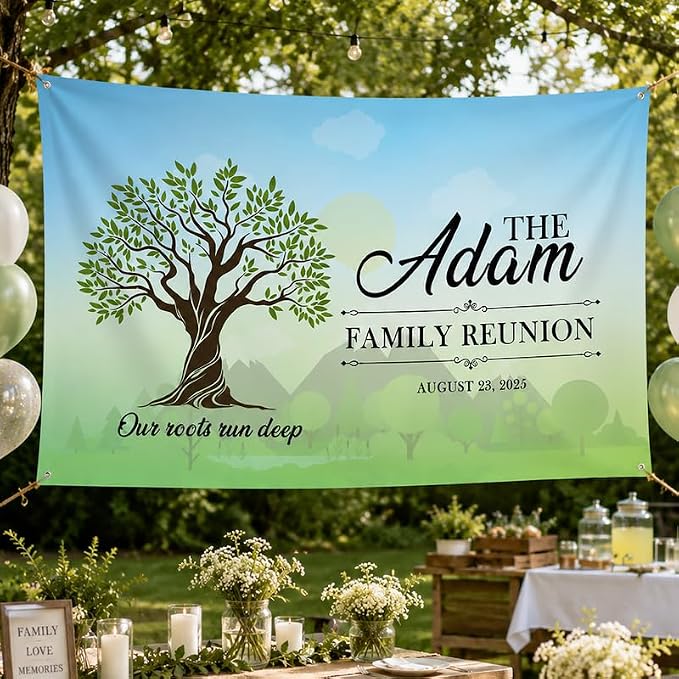 Custom Family Reunion Party Banner Tree Design Customized by VIRAGIL