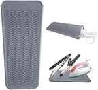 Heat Resistant Silicone Mat Pouch,Hair Styling Tools for Curling Irons, Flat Irons, Hair Straightener， 11.5 * 6 Inches, Food Grade Silicone, Grey