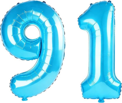 40 Inch Number 91 Balloons for 91st Birthday Party Decorations, 0-100 Jewelry by FOBELEC