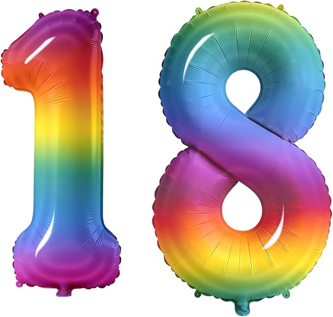 Number 18 Balloons for 18th Birthday Party Decorations, 0-100 Large No.18 by Joycard