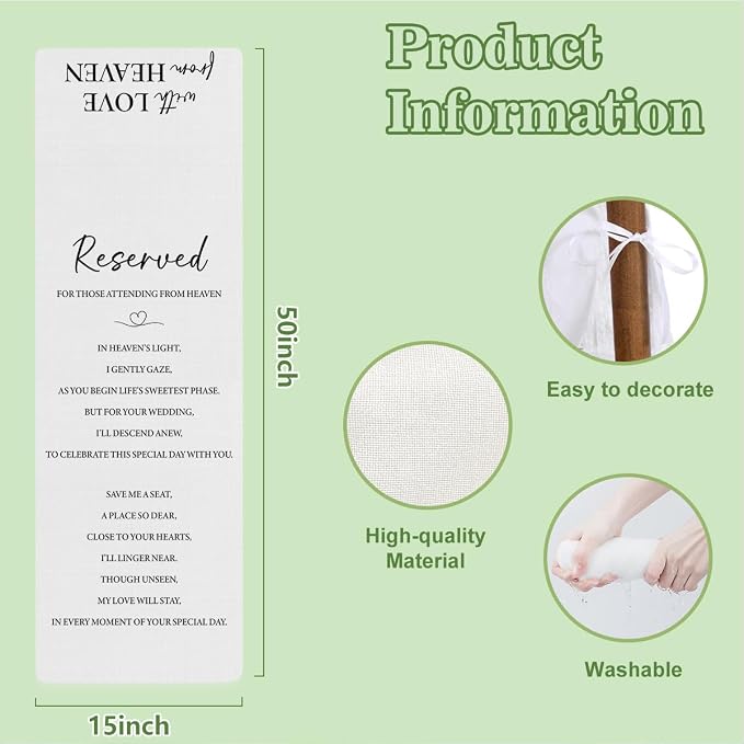 Reserved Memorial Wedding Chair Sign In Loving Memory Wedding Chair Sign - Image 3