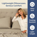 King Pillow Cases Set of 4 - Ultra Soft Hotel Quality Pillowcase Covers - Comfy, Cozy & Wrinkle Free - Shrinkage and Fade Resistant - Machine Washable Pillow Protectors - 4 Piece Set - Heathered Beige