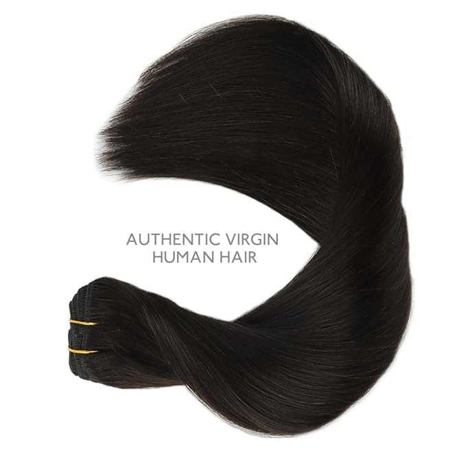 WENNALIFE Clip in Hair Extensions Real Human Hair, 24 Inch 140g 7pcs Remy Hair, Natural Black Straight Natural Extensiones De Cabello Humano Con Clip Ins