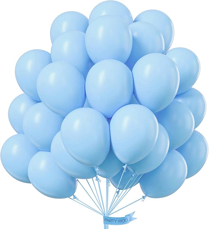 PartyWoo Light Blue Balloons 100pcs Baby Pastel Sky Aqua Blue Color | Balloons by PartyWoo