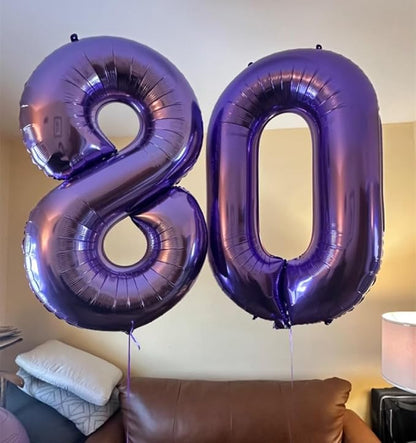 3 Balloon Numbers Birthday Decorations, 40In Purple Balloons - Image 4