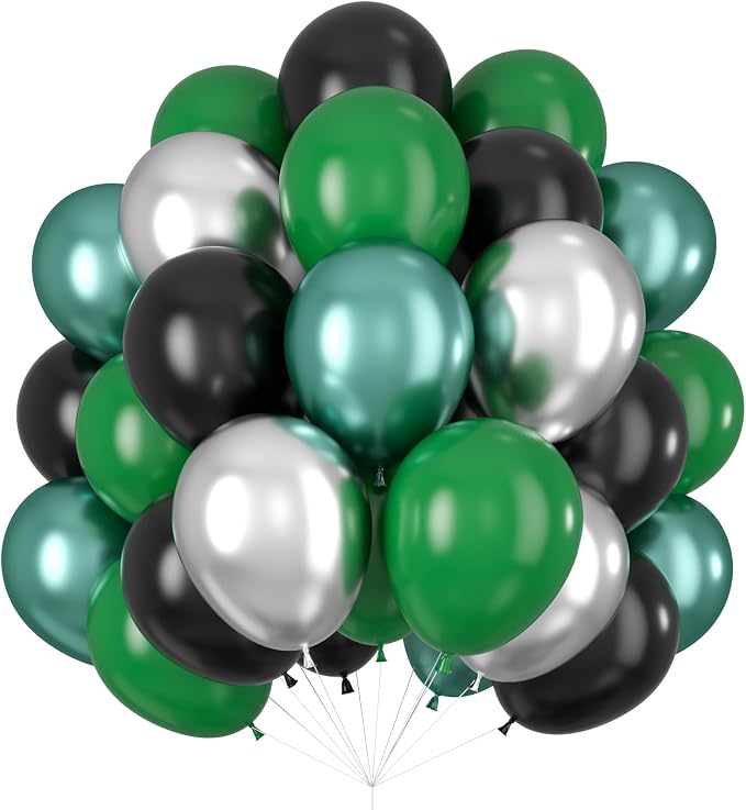 Green Black Balloons Metallic Green Silver Balloons by Isndare