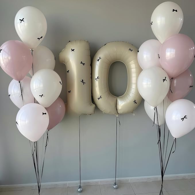Cream Number 11 Balloons, 40 Inch 11 Balloons Giant Helium Foil Mylar Beige 11 - Image 5