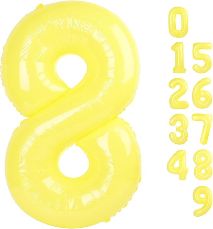 8 Balloon Number 40 Inch Yellow Balloons by Mluchee