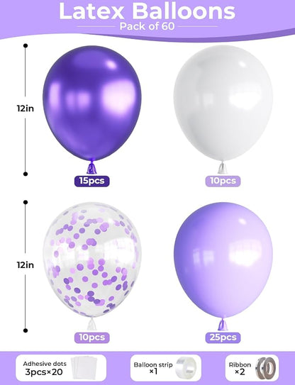 Purple and White Balloons, 12 Inch Graduation Balloons, Lavender Lilac Balloon - Image 5