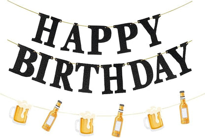 Beer Birthday Banner for Beer Party and Birthday Wedding Party Supplies by OSAMUHA