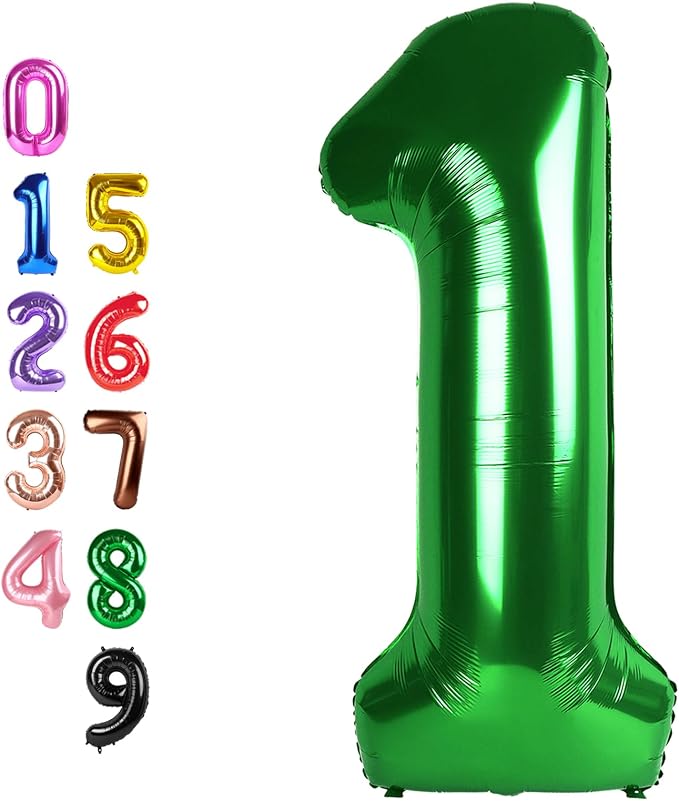 Number Balloons 1 Balloon Dark Green by Enyeopd